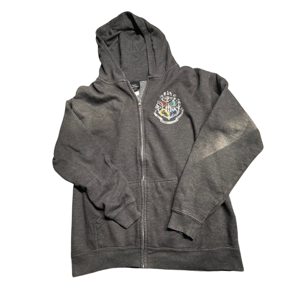 Harry Potter Hogwarts Crest Full Zip Hoodie Youth XL Gray Universal Studios Kids